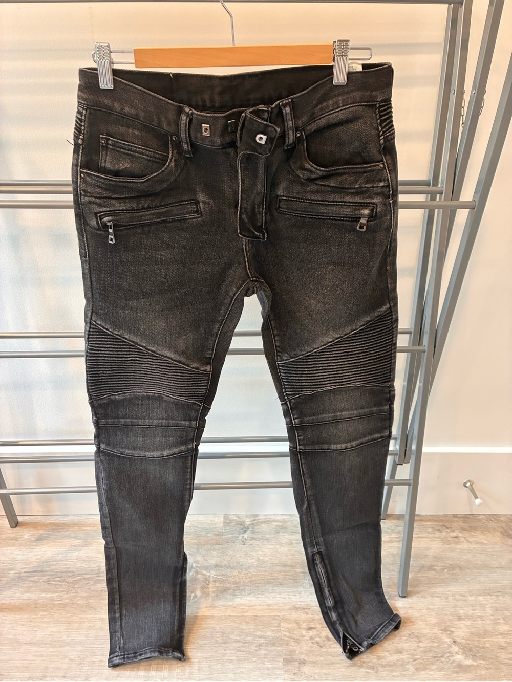 MNML Black Washed Skinny Moto Jeans